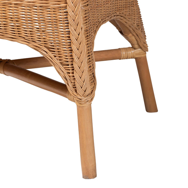 English Elm Bohemian Natural Rattan Accent Chair with Braided Arms for Eclectic Living Rooms B2750P467825