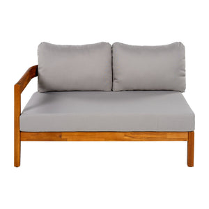 English Elm U_style Acacia Wood Outdoor L Shaped Corner Sofa Set with Arc Frame and Cushions Grey WY000481AAE