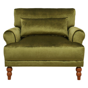 English Elm Mirod Oversized Polyester Accent Chair with Column Legs and Ergonomic Lumbar Support Green N760S0000028C