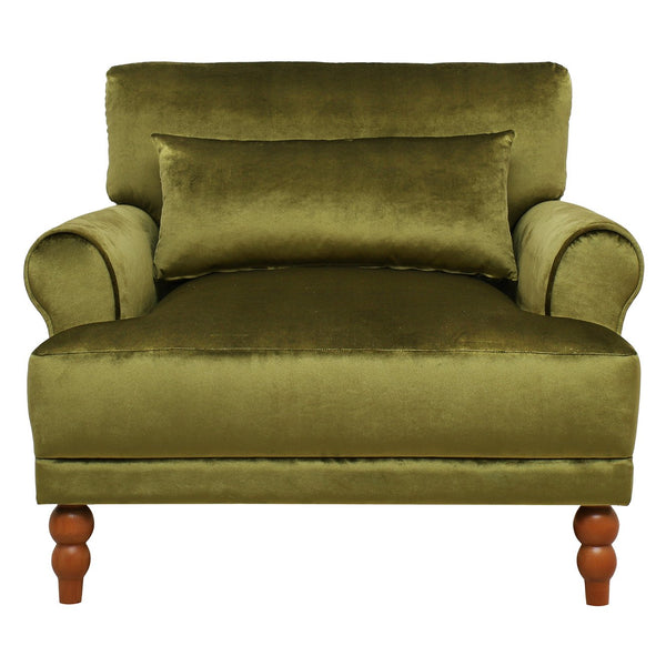English Elm Mirod Oversized Polyester Accent Chair with Column Legs and Ergonomic Lumbar Support Green N760S0000028C