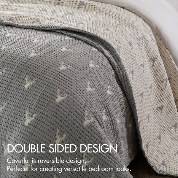 English Elm 3 Plush King Coverlet Set with Matelassé Texture, Lightweight Breathable Polyester Comforter & Shams Grey 18.7 L x 14.76 W x 5.71 H B035P366541