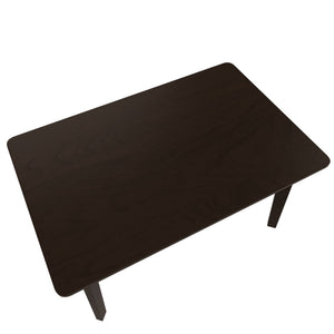 English Elm Rustic Minimalist Rubberwood Dining Table with Tapered Legs for Small Apartment Spaces Espresso N752P368503P