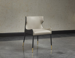 Sunpan Gianni Dining Chair - Elegant Faux Leather Upholstery with Diamond Stitching and Gold Accents Dillon Stratus / Dillon Black