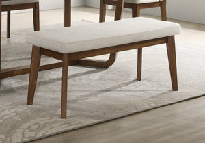 English Elm Mid-century1pc Plush Upholstered Bench with Warm Wood Finish — Mid-Century Dining Seat, 44.9" x16.5" x19.7" Brown 17.32 L x 45.83 W x 6.5 H B011P373214