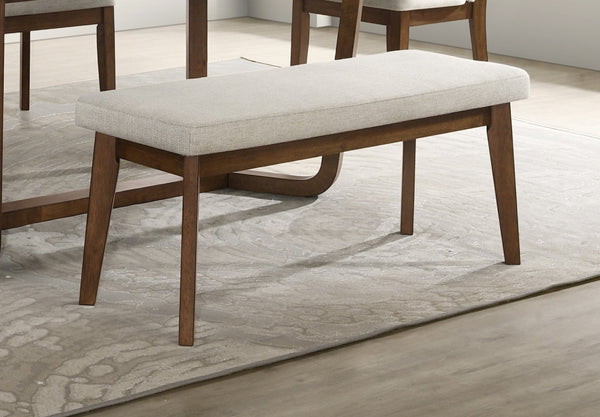 English Elm Mid-century1pc Plush Upholstered Bench with Warm Wood Finish — Mid-Century Dining Seat, 44.9" x16.5" x19.7" Brown 17.32 L x 45.83 W x 6.5 H B011P373214