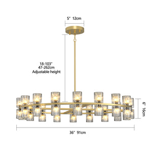 English Elm Modern 36" Gold K9 Crystal Chandelier Ceiling Light, Warm 2700K G4 LEDs, 108W Elegant Fixture for Dining Room, Foyer, Bedroom W2312P368693