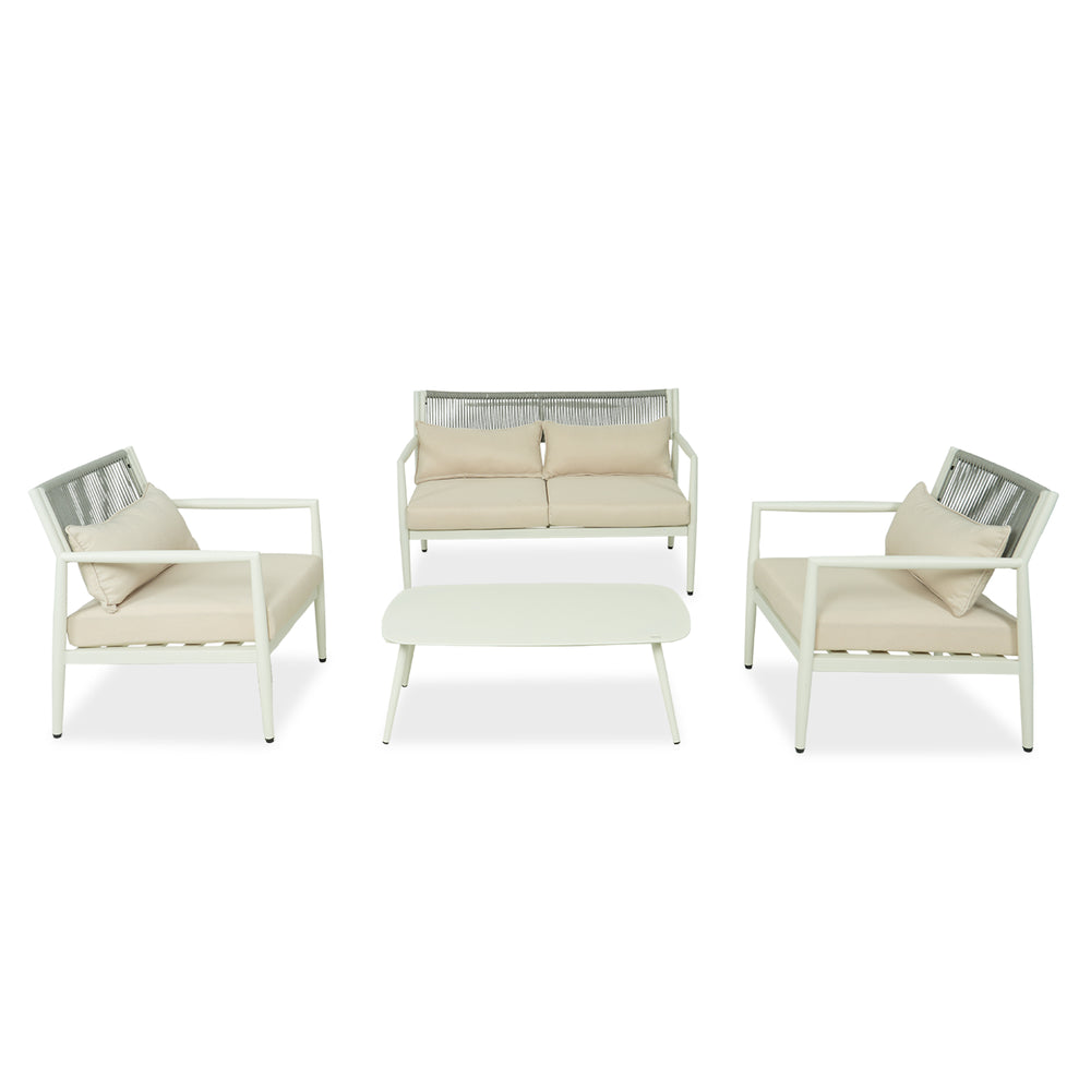 English Elm Outdoor Pe Rope Woven 4 Seat Sectional Sofa Set with Foam Cushions Iron Frame T5880S00013