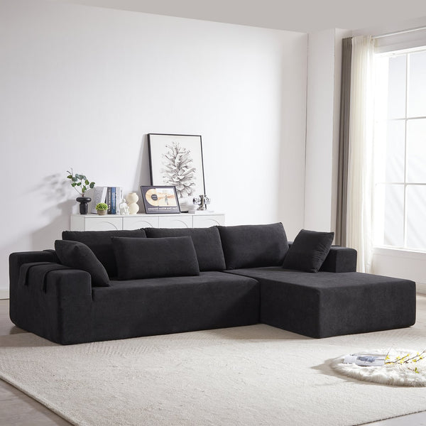 English Elm Modern Chenille Upholstered Sectional Sofa - Flexible L-Shaped Couch Set With 6 Pillows For Comfort W834S00393