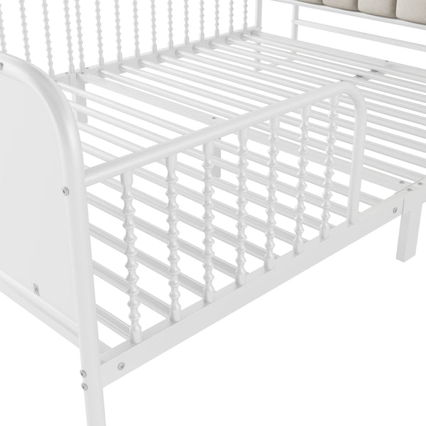 English Elm Full Solid Wood Kids Platform Bed with Guardrail, Low-Profile Durable Pine & MDF, 350LB Capacity White 58.27 L x 16.93 W x 9.65 H W2593P337441