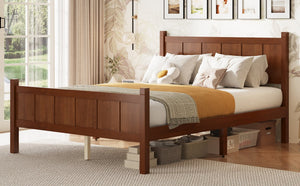 English Elm Twin Platform Bed Vertical Slat Headboard Farmhouse Shaker Wood Grain Finish Bedroom Dark Walnut N733P422479P