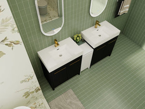 English Elm 72 Inch Freestanding Bathroom Vanity Set With Resin Sink, Storage Cabinets & Soft-Close Doors W999S00300