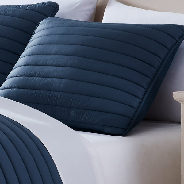 English Elm Excursion Navy Puffer Quilted Comforter Set 3pc Full/Queen – Indoor/Outdoor Matte Finish, Cozy Layers B340P341955
