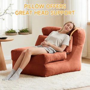 English Elm Cloud Corduroy Sleeper Chair Foldable High Density Foam Seat for Small Space Living Orange W1765P448612