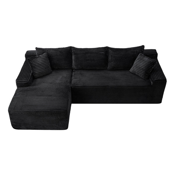 English Elm 106.3" Jumbo Corduroy L-shaped Sectional Deep Seat Sofa No Assembly Modern Living W5515S00038