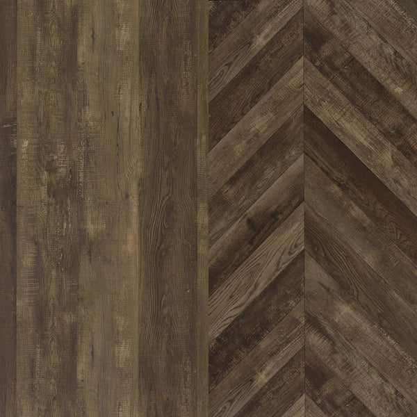 English Elm Gunderson Rustic Oak Tall 8-Shelf Accent Cabinet with Gunmetal Frame – Chevron Pattern Storage Tower B062P351427