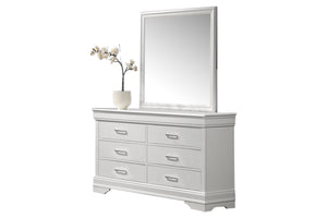 English Elm Luxury White Six Drawer Dresser with Diamond Hardware for a Glam Bedroom B011P448751