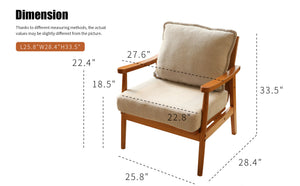 English Elm Cute Fabric Armchair Solid Wood Frame Compact Upholstered Seat for Bedroom or Apartment Grey W2105P420766