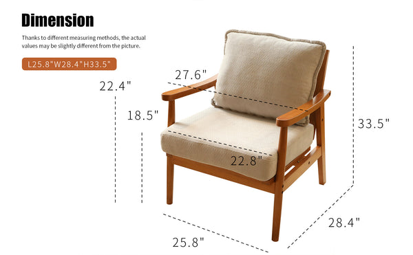English Elm Cute Fabric Armchair Solid Wood Frame Compact Upholstered Seat for Bedroom or Apartment Grey W2105P420766
