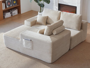 English Elm 104" Cloud Sectional Sofa Plush Corduroy L Shape Chaise No Assembly Living Room W3975S00029