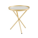 Trebent Glam 18" 3-Leg Side Table – Luxe Faux Marble Top with Gold Base, Perfect for Small Spaces