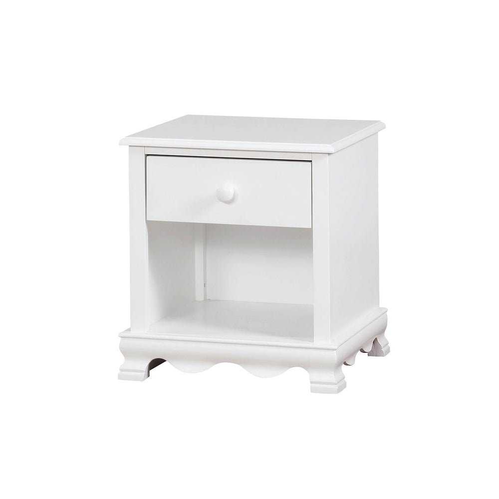 English Elm Contemporary White Solid Wood Nightstand 1-Drawer 19"W x16"D x21"H Modern Bedside Storage Shelf B2741P380825
