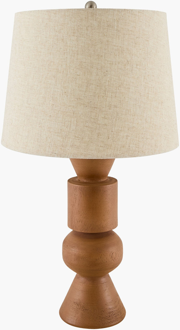 Livabliss Cadet Resin Table Lamp with Linen Shade Iron Finial Cottage Farmhouse Bedside Accent CAD-001