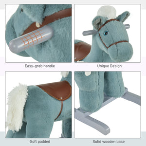 English Elm Qaba Plush Rocking Horse Ride on Toddler Toy with Sounds and Bonus Bear Companion W2225P229209