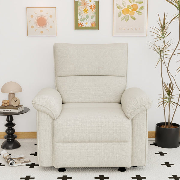 English Elm Wall Zero Wall Power Recliner Chair with Overstuffed Backrest, USB Type-C Charging Port, Space-Saving Electric Recliner for Small Rooms Beige+Grey W1028S00053