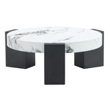 English Elm Modern Simple Double-Layer Round Coffee Table - Transparent Gray Glass Top With Black Mdf L-Shaped Legs.The Detachable Design Can Make The Use Of Space More Flexible.