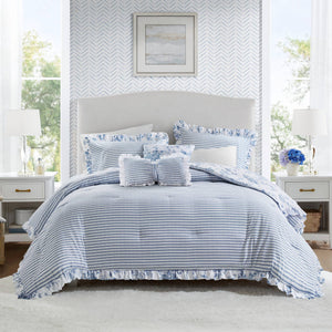 English Elm 5 Piece Full/Queen Comforter Set with Decorative Pillows - Soft Microfiber, Hypoallergenic, Cozy Layering Blue 16.54 L x 12.6 W x 7.87 H B035P381287
