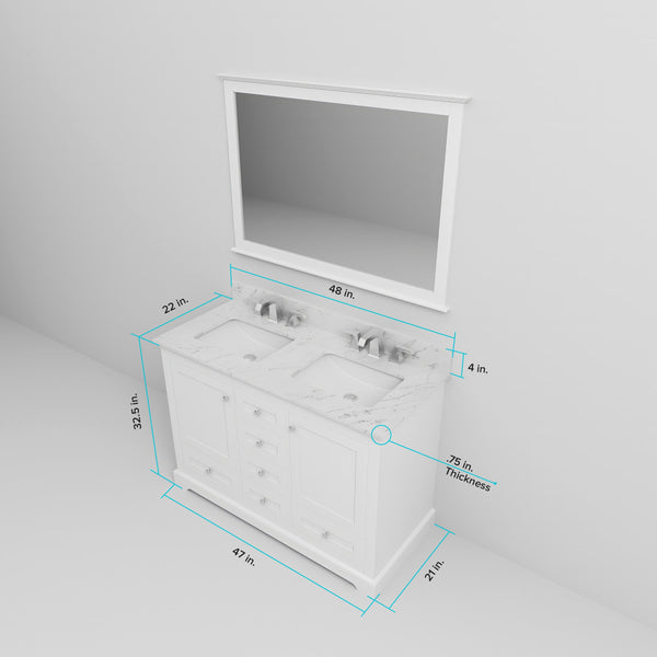 English Elm White 48-in Double Bath Vanity with Soft-Close Drawers, Solid Wood Frame, Fully Assembled Storage Solution B2731P258171