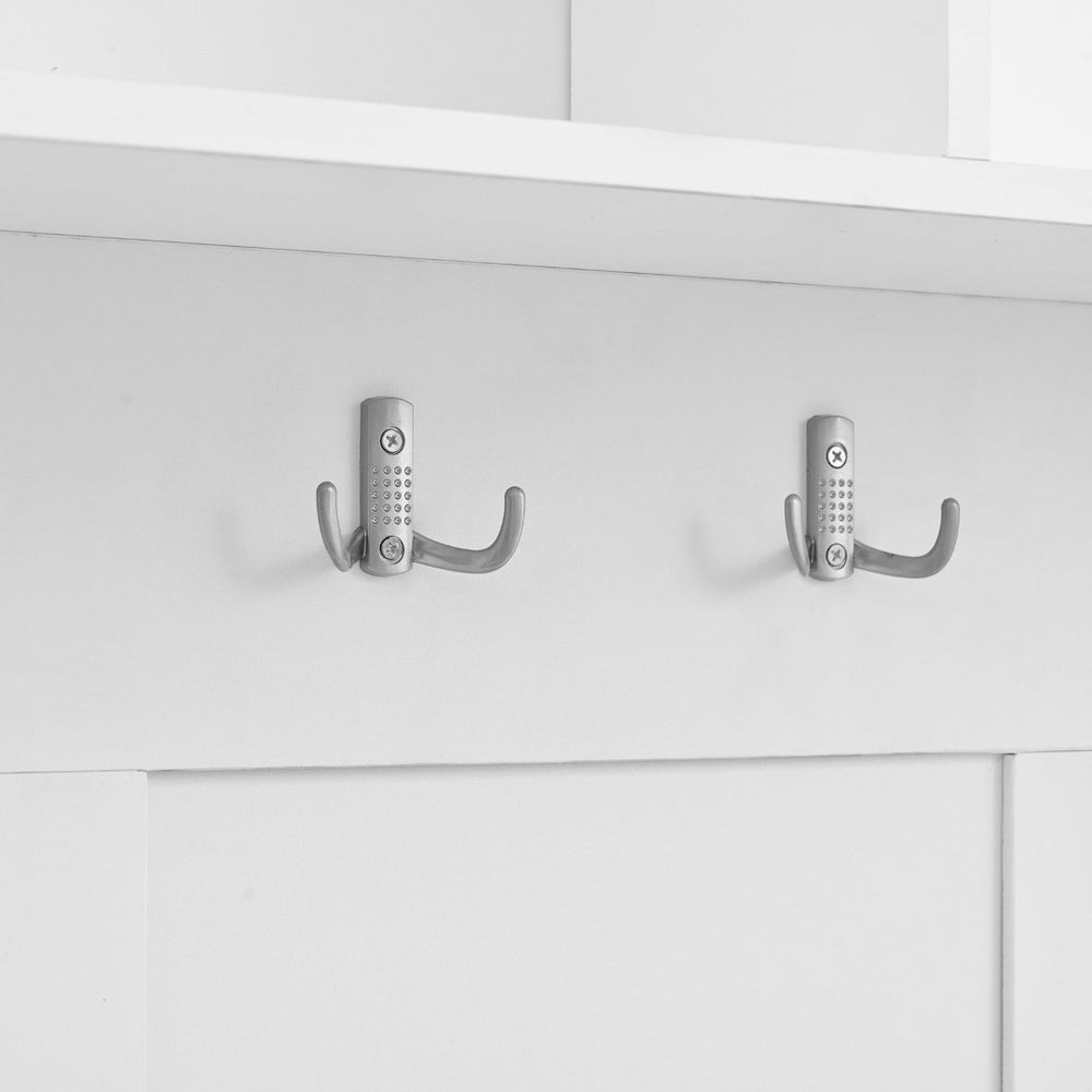 English Elm On-Trend Elegant Hall Tree With Sliding Doors, 6 Hooks, Mudroom Bench & Cushion For Organized Entryway N721P205787K-GIGA