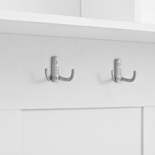 English Elm On-Trend Elegant Hall Tree With Sliding Doors, 6 Hooks, Mudroom Bench & Cushion For Organized Entryway N721P205787K-GIGA