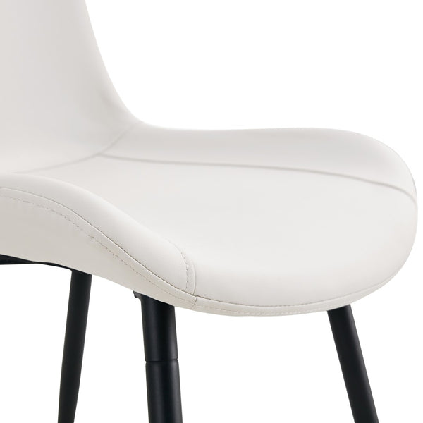 English Elm Table Set With Vintage Wood Top & White Faux Leather Chairs - Modern Dining Solution For Any Space W1151S01484-GIGA