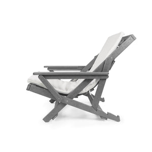 English Elm Pinecrest Outdoor Folding Lounge Chair Recycled Hdpe Reclining Patio Seat with Cushion Gray B2745P409688