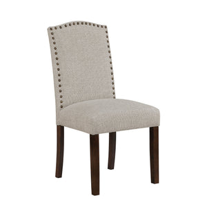 English Elm 9pc Rectangular Acacia Dining Set with Nailhead Parsons Chairs for Spacious Rooms Dark Brown,Taupe B011S02243