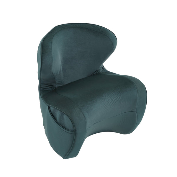 English Elm Ergonomic Floor Chair Velvet Upholstered Lumbar Support Seat for Reading Nook or Lounge Dark Green W1097P462005