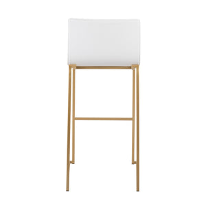 English Elm Mara Stylish Gold Steel Barstool Set Of 2 With White Faux Leather For Modern Kitchen & Bar Decor B202P222232