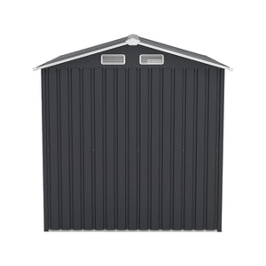 English Elm 6x8ft Outdoor Steel Storage Shed Lockable Vented Galvanized Metal Garden Backyard Tool Unit Dark Gray W1598P361333