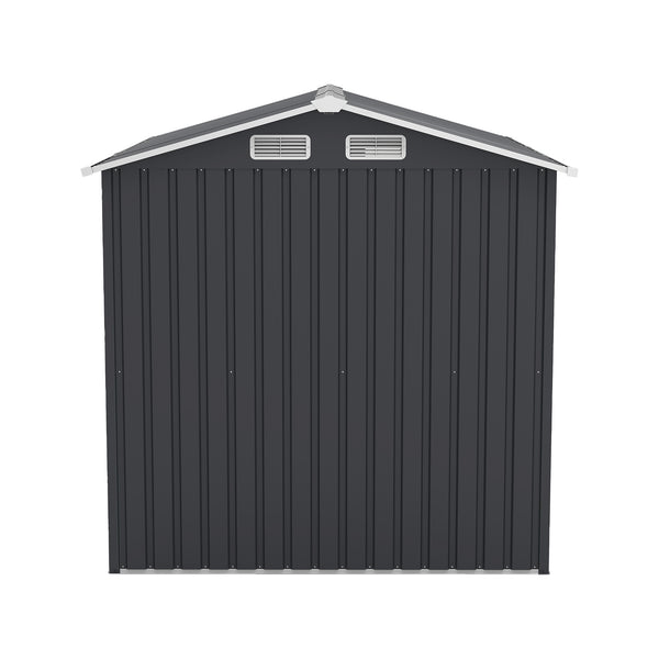 English Elm 6x8ft Outdoor Steel Storage Shed Lockable Vented Galvanized Metal Garden Backyard Tool Unit Dark Gray W1598P361333