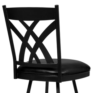 English Elm Dover Mid-century Counter Stool with Tall Back Swivel Seat and Faux Leather Cushion Black B2736P464873