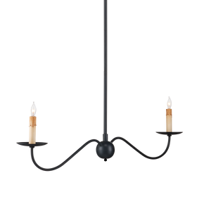 Saxon Black Linear Chandelier - Elegant Wrought Iron Fixture Perfect for Modern Farmhouse Spaces