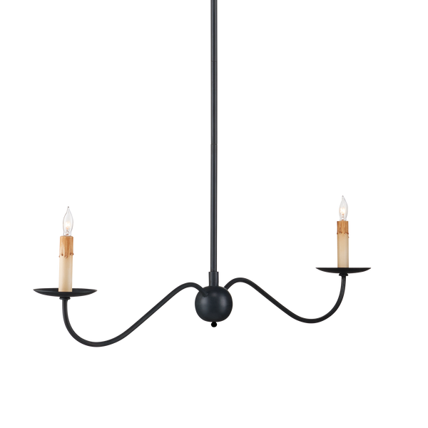 Saxon Black Linear Chandelier - Elegant Wrought Iron Fixture Perfect for Modern Farmhouse Spaces