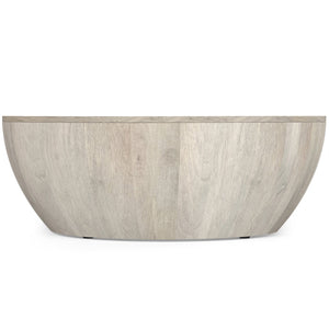 English Elm Elmbrook Round Mango Wood Coffee Table Low Profile Drum Design for Modern Living Rooms White B136P429102