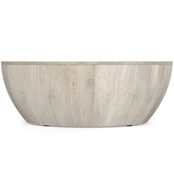 English Elm Elmbrook Round Mango Wood Coffee Table Low Profile Drum Design for Modern Living Rooms White B136P429102