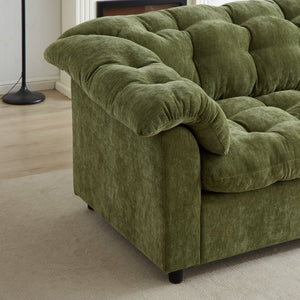 English Elm 94.8" Chenille Modern Deep Seat Sofa Plush Cloud-Like Upholstery, Solid Wood Frame, Luxurious Comfort Green W1193S00172