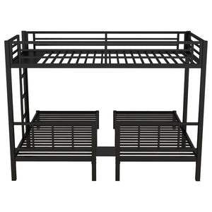 English Elm Twin Metal Triple Bunk Bed For 3, Space-Saving Design With Twin Xl Option, Stylish Black Finish W1580S00070-GIGA