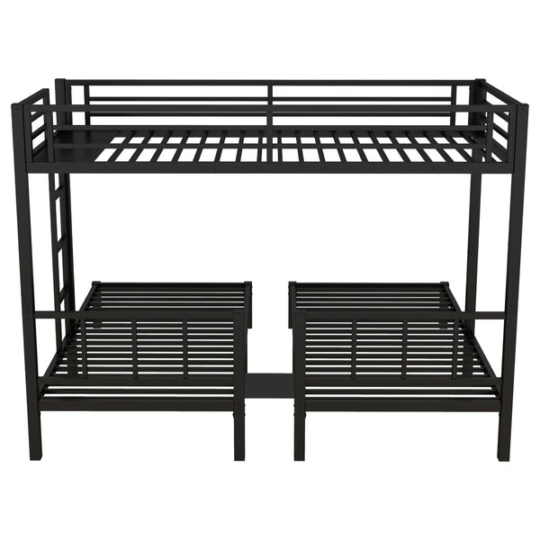 English Elm Twin Metal Triple Bunk Bed For 3, Space-Saving Design With Twin Xl Option, Stylish Black Finish W1580S00070-GIGA