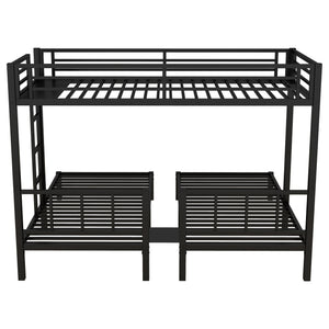 English Elm Twin Triple Bunk Bed Metal L-shaped Frame Sleeps Three Kids White Finish W1580S00438