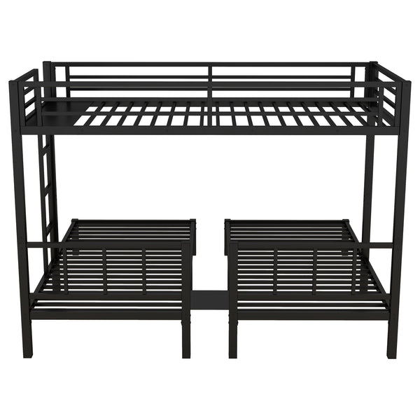 English Elm Twin Triple Bunk Bed Metal L-shaped Frame Sleeps Three Kids White Finish W1580S00438
